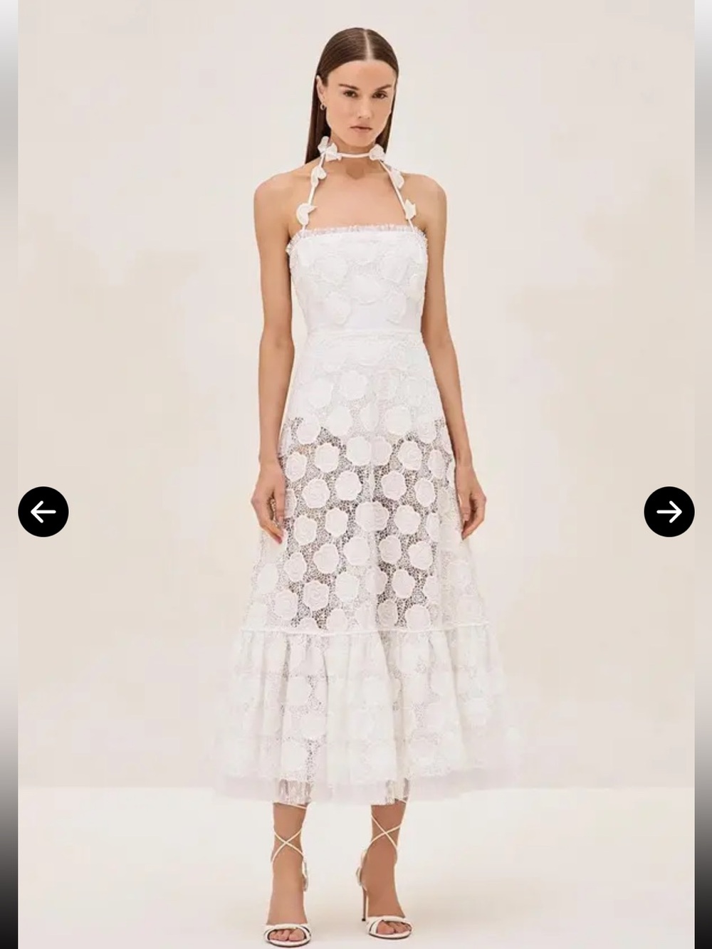 Alexis Villanelle Floral Lace Halter Dress in White